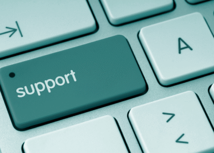 Keyboard with the word support