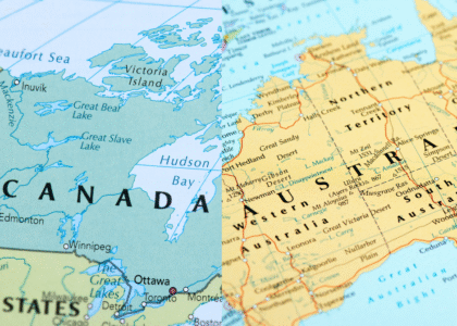 maps of Australia and Canada